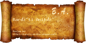 Baróti Anikó névjegykártya